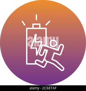 Läufer Avatar Figur mit Batterie Block Stil Symbol Vektor Illustration Design Stock Vektor