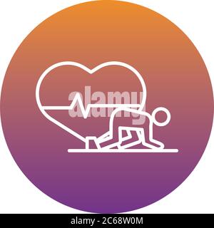 Läufer Avatar Figur mit Herz Herz Cardio Block Stil Symbol Vektor Illustration Design Stock Vektor