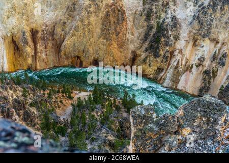 Der Grand Canyon des Yellowstone River, im Yellowstone National Park, in Wyoming. Stockfoto