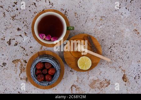 Jujube, Damastrose, Honig und Zitrone. Stockfoto