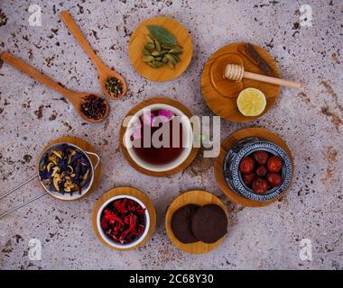 Jujube, Damastrose, Honig und Zitrone. Stockfoto