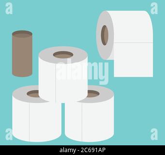 Symbol für die flache Toilettenpapierrolle. Modernes flaches Icon-Vektor-Set Stock Vektor