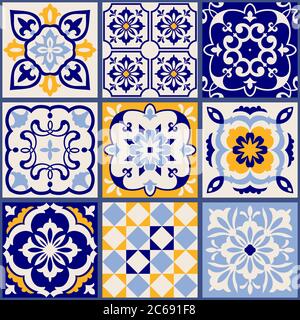 Nahtlos buntes Patchwork im türkischen Stil. Handgezeichneter Hintergrund. Azulejos Fliesen Patchwork. Islam, Arabisch, Indisch, Ottomane Motiv. Stock Vektor