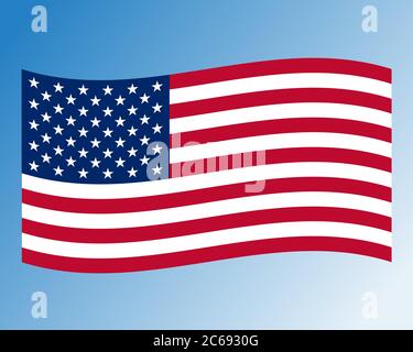 Vektor-Illustration von wehenden amerikanischen Flagge auf weißem Hintergrund. Flagge Der Vereinigten Staaten. Stock Vektor
