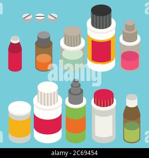 Flache 3d isometrische Pharmazie Pharmazie Droge Stock Vektor