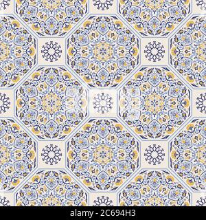 Vintage-Deko-Elemente. Handgezeichneter Hintergrund. Islam, Arabisch, Indisch, Osmanische Motive. Perfekt für den Druck auf Stoff oder Papier, Keramikfliesen. Stock Vektor