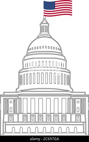 Vektor-Symbol der vereinigten Staaten Kapitol Hügel Gebäude washington dc amerikanischen Kongress weißes Symbol Design auf weißem Hintergrund Stock Vektor