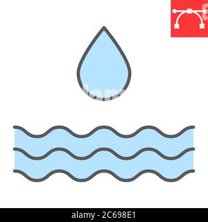 Wasser Ressourcen Farbe Linie Symbol, Umwelt und Ökologie, Wassertropfen Zeichen Vektorgrafik, editierbare Kontur bunte lineare Symbol, eps 10. Stock Vektor
