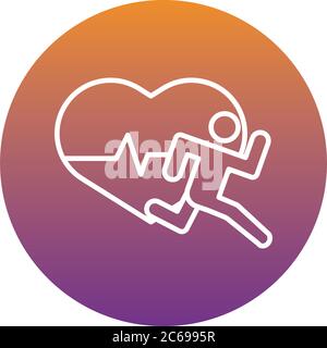 Läufer Avatar Figur mit Herz Herz Cardio Block Stil Symbol Vektor Illustration Design Stock Vektor