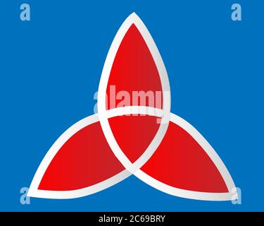 Triquetra-Symbol. Keltischer dreifaltigkeitsknoten. Dreiteiliges Symbol für Einheit. Altes Ornament symbolisiert Ewigkeit. Unendliche Schleife Zeichen der ineinandergreifenden Formen. Inter Stock Vektor
