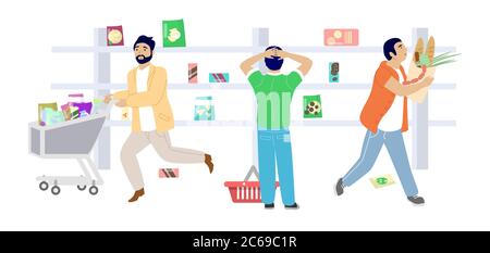 Corona Virus Panik Kauf, Vektor-flache Illustration Stock Vektor