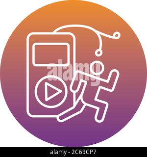 Läufer Avatar Figur mit mp3 Player Musik Block Stil Symbol Vektor Illustration Design Stock Vektor