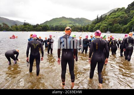 Open Water Schwimmen Event Ullswater See, Cumbria UK Stockfoto