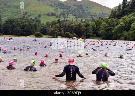 Open Water Schwimmen Event Ullswater See, Cumbria UK Stockfoto