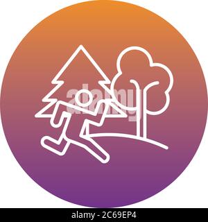 Läufer Avatar Figur mit Kiefern Wald Block Stil Symbol Vektor Illustration Design Stock Vektor