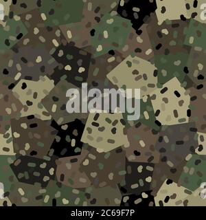 Camouflage nahtlose Muster Hintergrund. Klassischer Mode-Masking mit Camo-Repeat-Druck. Grün und Olive Farben Armee Feld und Wald Textur. Design Stock Vektor