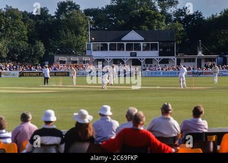 Essex gegen Leicestershire Cricket-Spiel. Southchurch Park. Southend-on-Sea. Essex. England, Großbritannien. Juli 1993. Stockfoto