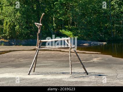 Felszeichnungen des Weißen Meeres in Zalavruga. Russland, Karelien, Zalavruga Stockfoto