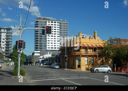 Kreuzung von Gregory Terrace und Brooke Street, Bowen Hills, Brisbane. Stockfoto