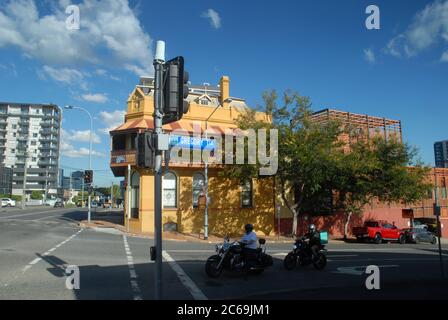 Kreuzung von Gregory Terrace und Brooke Street, Bowen Hills, Brisbane. Stockfoto