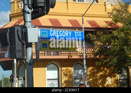 Kreuzung von Gregory Terrace und Brooke Street, Bowen Hills, Brisbane. Stockfoto