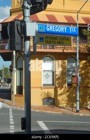 Kreuzung von Gregory Terrace und Brooke Street, Bowen Hills, Brisbane. Stockfoto