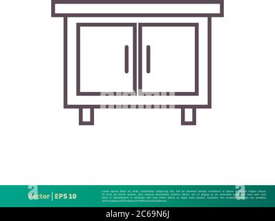 Schrank Schublade Innenraum Symbol Vektor Logo Vorlage Illustration Design. Editierbarer Vektor EPS 10. Stock Vektor