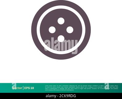 Schaltfläche, Symbol Nähen Vektor Logo Vorlage Illustration Design. Editierbarer Vektor EPS 10. Stock Vektor