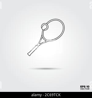 Tennisschläger und Ball Line Icon Vektor Stock Vektor