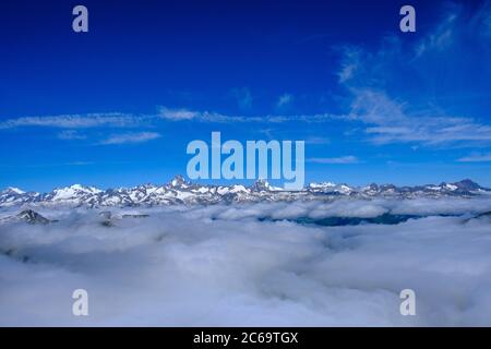 Blick auf die Berner Alpen vom Nuefenenpass Stockfoto