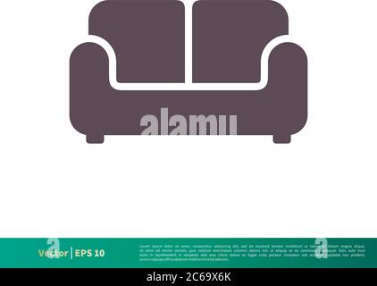 Sofa Couch Symbol Vektor Logo Vorlage Illustration Design. Editierbarer Vektor EPS 10. Stock Vektor