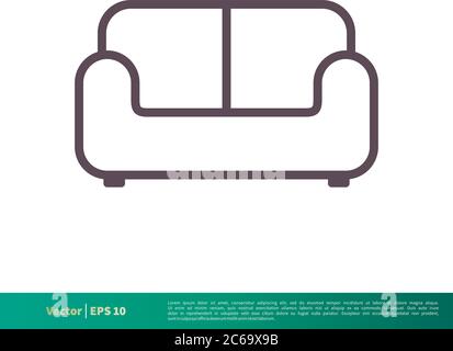 Sofa Couch Symbol Vektor Logo Vorlage Illustration Design. Editierbarer Vektor EPS 10. Stock Vektor