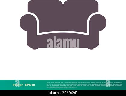Sofa Couch Symbol Vektor Logo Vorlage Illustration Design. Editierbarer Vektor EPS 10. Stock Vektor