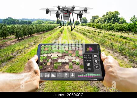 Moderne Smart Farming Landwirtschaftstechnik Auf Dem Bauernhof Oder Feld Stockfoto
