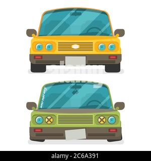 Vorderansicht des Fahrzeugs. Niedrige Auto-Tuning. Bunte Vektor-Illustration des Fahrzeugs. Flache Ausführung. Stock Vektor