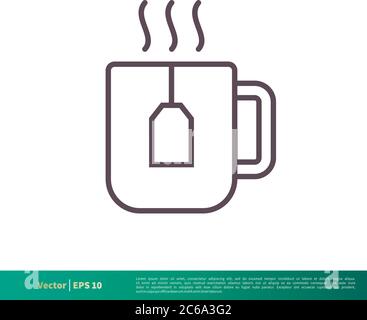 Tee, Kaffee Tasse Symbol Vektor Logo Vorlage Illustration Design. Editierbarer Vektor EPS 10. Stock Vektor