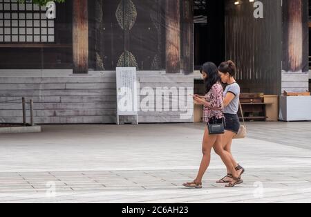 Touristen am Meiji Jingu Shinto Shrine Internal Compound, Tokyo, Japan Stockfoto