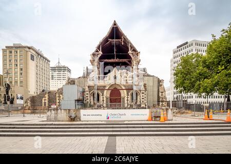 Christchurch, Neuseeland - 29. Jan 2020: Christchurch Cathedral wird nach dem Erdbeben von 2011 wieder eingesetzt. Stockfoto