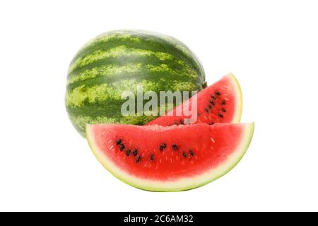 Frische Wassermelone isoliert auf weißem Hintergrund. Sommerfrüchte Stockfoto