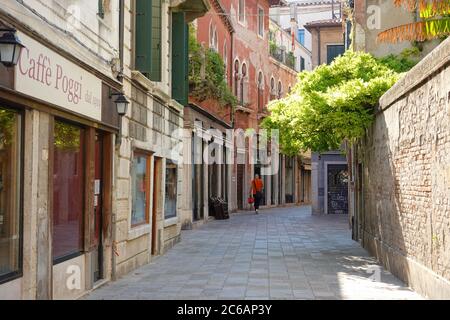 Venedig, Krise der Tourismusindustrie wegen der CoVid-19 Maßnahmen // Venedig, Tourismuskrise aufgrund der CoVid-19 Messungen Stockfoto