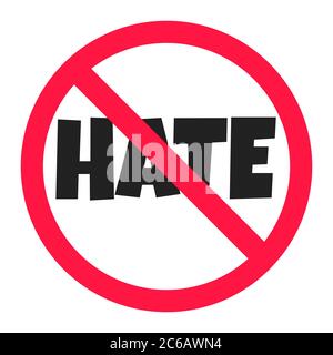 Stop Hate Kreis Symbol Zeichen flach Stil Design Vektor Illustration. Stock Vektor