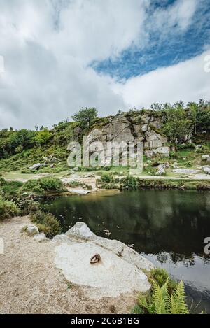 Haytor Granitbruch, Haytor Down, Dartmoor, Devon, England, Großbritannien Stockfoto