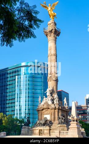 Der Engel der Unabhängigkeit am Paseo de la Reforma, einem weltweit bekannten Symbol von Mexiko-Stadt Stockfoto