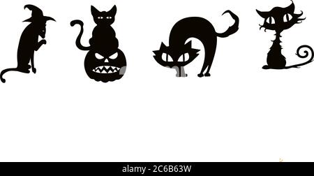 Halloween Katzen auf weißem Hintergrund. Vektorgrafik Stock Vektor