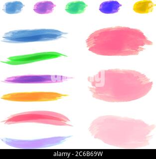 Pastell Aquarell Pinselstriche isoliert auf weißem Hintergrund Vektorgrafik Stock Vektor