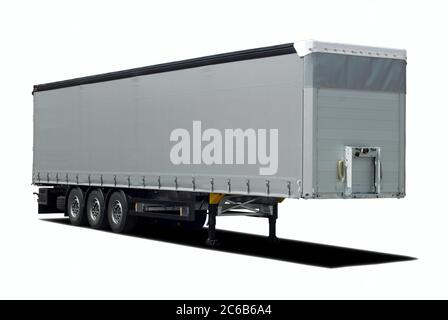 Blank weiß geparkter Sattelauflieger, Vorderansicht Stockfoto