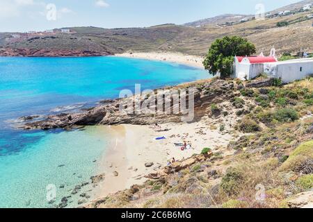 Kalafati Beach, Mykonos, Kykladen Inseln, Griechische Inseln, Griechenland, Europa Stockfoto