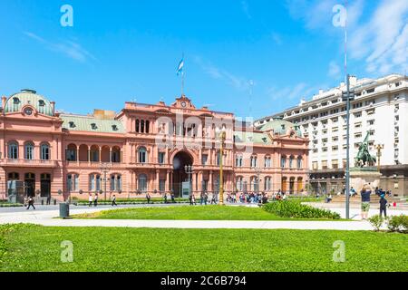 Casa Rosada (Rosa Haus), Residenz des Präsidenten der Republik und Sitz der Regierung, Buenos Aires, Argentinien, Südamerika Stockfoto