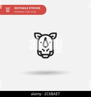 Einfaches Vektorsymbol Rhinoceros. Illustration Symbol Design Vorlage für Web mobile UI Element. Perfekte Farbe modernes Piktogramm auf bearbeitbaren Strich. Rhinoceros-Symbole für Ihr Geschäftsprojekt Stock Vektor