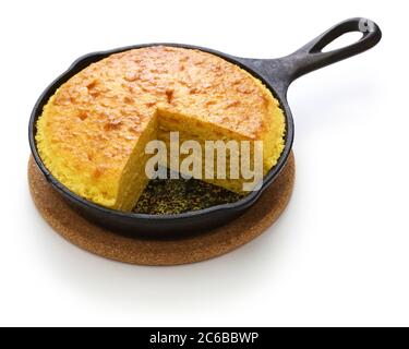 hausgemachtes Maisbrot in Pfanne, Küche der Südstaaten der USA Stockfoto